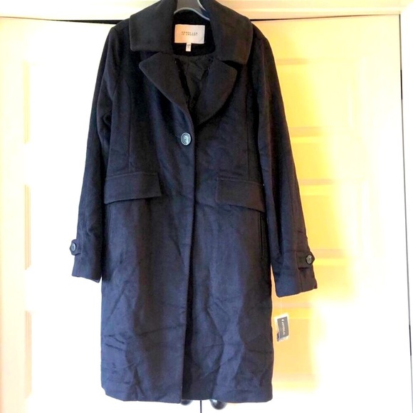 NWT Designer DEREK LAM 10 CROSBY Single Breast Navy Wool Blend Coat L MSRP $895 - Picture 2 of 5